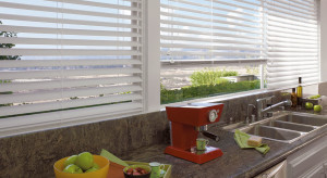 White faux wood blinds